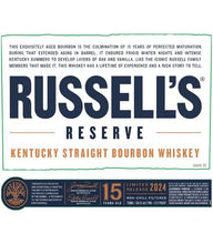 Load image into Gallery viewer, 2024 Russell's Reserve 15 Year Old Kentucky Straight Bourbon Whiskey 750ml