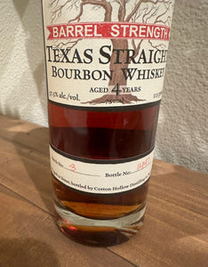 Cotton Hollow Barrel Strength 4 Year Old Batch 3 Texas Straight Bourbon Whiskey 750ml