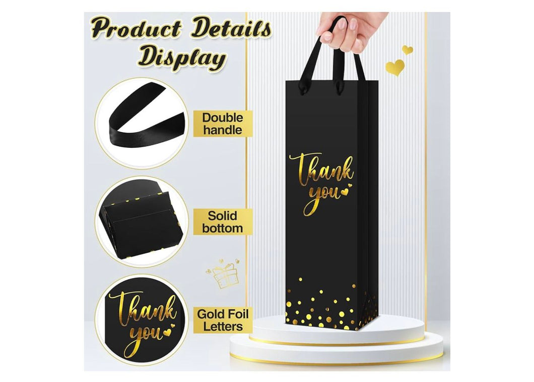 Thank You Single Bottle Black Gift Bag