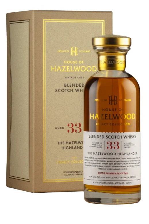 House of Hazelwood Highlander 33 Year Old Blended Scotch Whisky 700ml