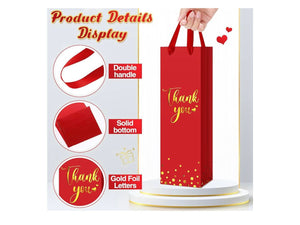 Thank You Single Wine Bottle Red Gift Bag