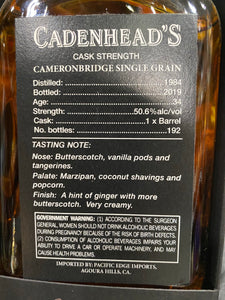 WILLIAM CADENHEAD SMALL BATCH CAMERONBRIDGE 34 YEAR