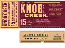 Load image into Gallery viewer, 2021 Knob Creek 15 Year Old Kentucky Straight Bourbon Whiskey 750ml
