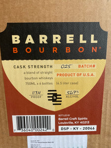 Barrell Craft Spirits Batch 025 Cask Strength 5 Year Old Bourbon Whiskey 750ml