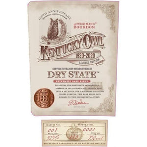 Kentucky Owl Dry State Bourbon Whiskey 750ml